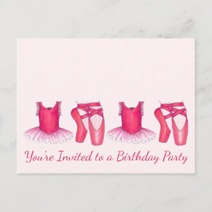 Carte Postale Invitation d'anniversaire avec tutu de ballerine r
