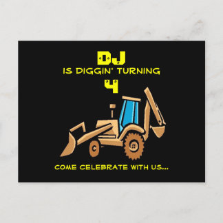 Carte Postale Invitation d'anniversaire du tracteur