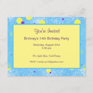 Carte postale Invitation d'anniversaire personnali