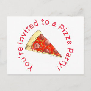 Carte Postale Invitation d'anniversaire pour enfant Pizza Party