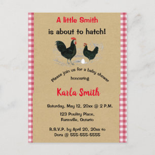 Carte Postale Invitation de Baby shower de Hen et de Coq modifia