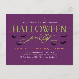 Carte postale Invitation de couleur modifiable Bat