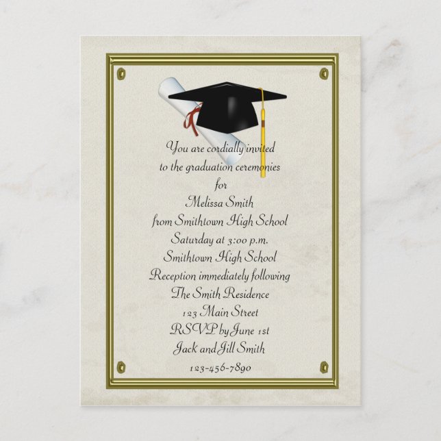 Carte postale Invitation de diplôme (Devant)