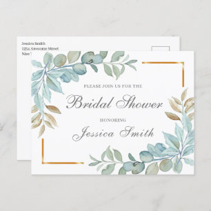 Carte postale Invitation de douche nuptiale aquare
