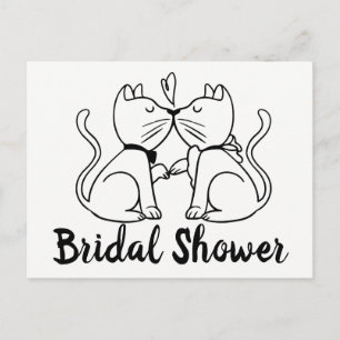 Carte Postale Invitation de douche nuptiale de chat noir blanc m