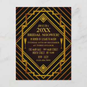Carte Postale Invitation de douche nuptiale en or