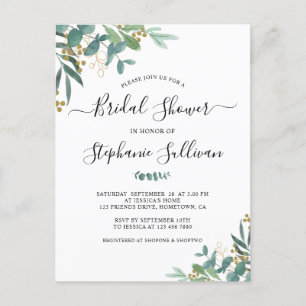 Carte postale Invitation de douche nuptiale Eucaly
