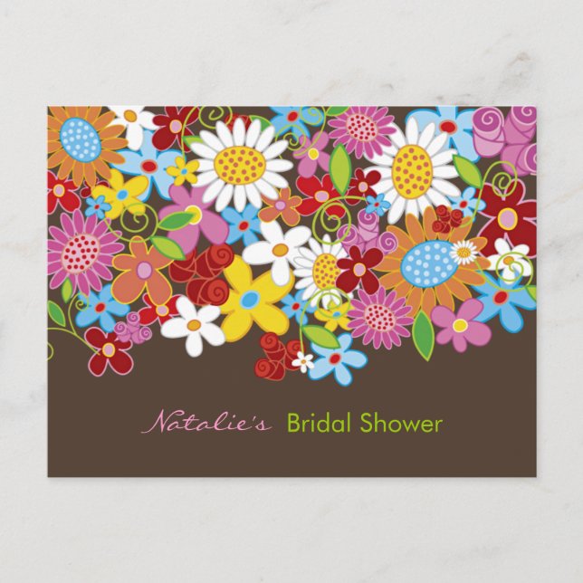 Carte postale Invitation de douche nuptiale Fleurs (Devant)