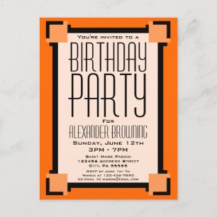 Carte postale Invitation de fête d'anniversaire Or