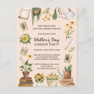 Carte Postale Invitation de fête de jardin de fête des mères au 