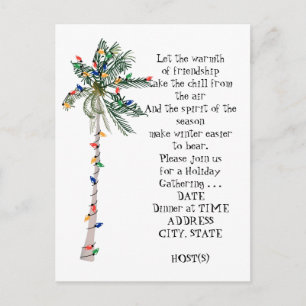 Carte Postale Invitation de fête de Noël de palmier tropical
