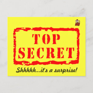 Carte Postale Invitation de fête surprise d'anniversaire top sec