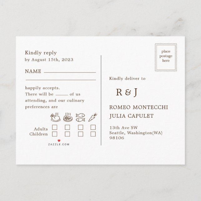 Carte postale Invitation de la chanson mariage de  (Dos)