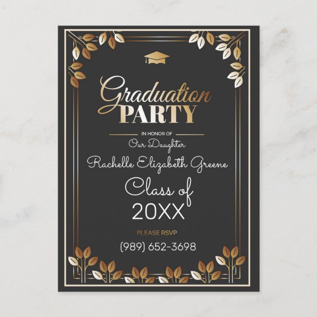 Carte postale Invitation de la fête de graduation (Devant)