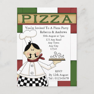 Carte Postale Invitation de la fête de Pizza