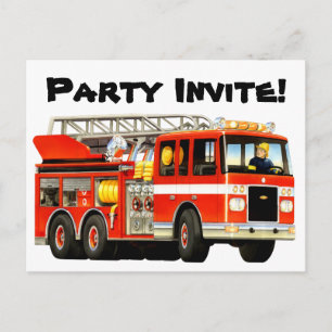 Carte Postale Invitation de la fête des camions d'incendie pour