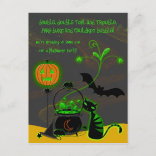 Carte Postale Invitation de la fête d'Halloween Cauldron
