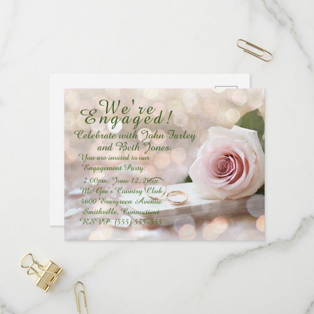 Carte postale Invitation de la partie d'engagement (Devant/Arrière en situation)