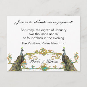 Carte Postale Invitation de la partie d'engagement Peacock & Gol