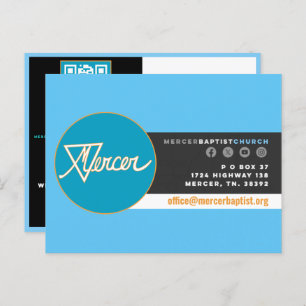 Carte postale Invitation de l'église Mercer Baptis