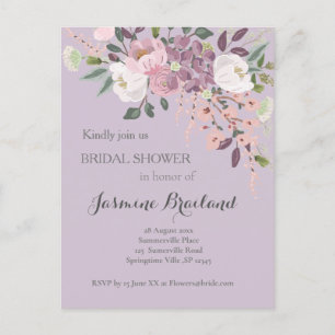 Carte Postale Invitation de mariage printanier rose
