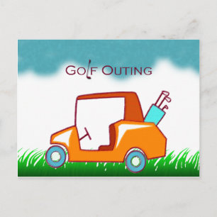 Carte Postale invitation de sortie de voiturette de golf