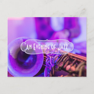 Carte Postale Invitation de thème de jazz blues rétro pour une f