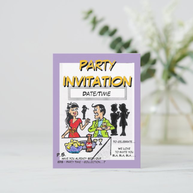 Carte postale Invitation Dessin De Fête (Debout devant)