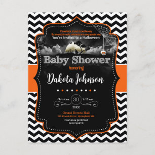 Carte Postale Invitation d'Halloween Baby shower Chevron