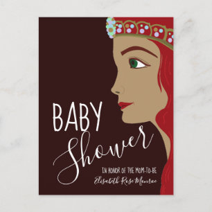 Carte Postale Invitation du Baby shower rouge Princesse