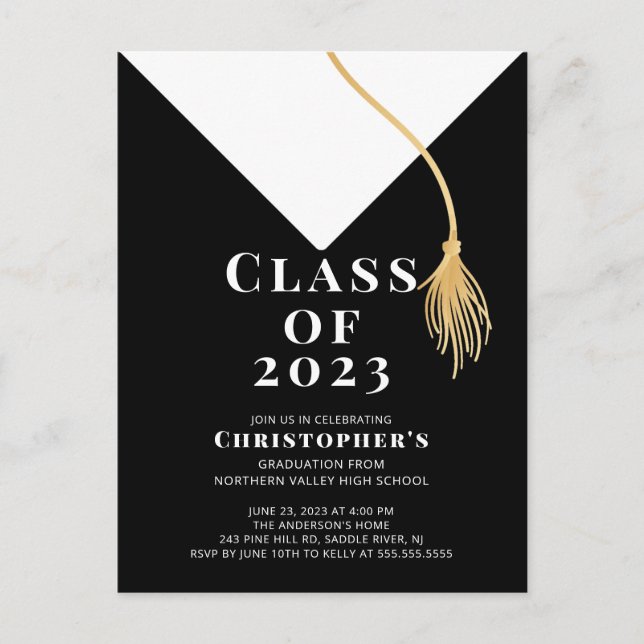 Carte Postale Invitation du Grad Casquette Graduation Party (Devant)