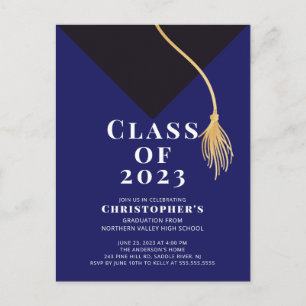 Carte Postale Invitation du Grad Casquette Graduation Party