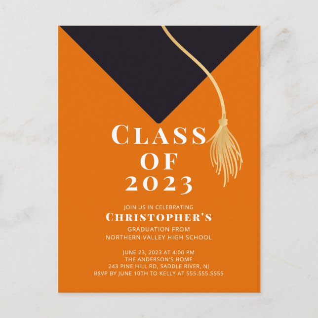 Carte Postale Invitation du Grad Casquette Graduation Party (Devant)