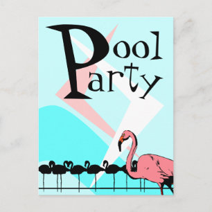 Carte postale Invitation du groupe de Flamants ros