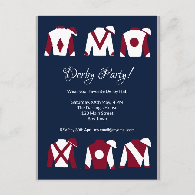 Carte postale Invitation du Parti du Kentucky Derb (Devant)