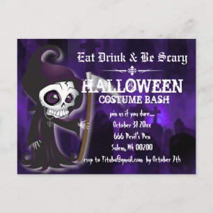 Carte postale Invitation du parti Lil' Grim Hallow