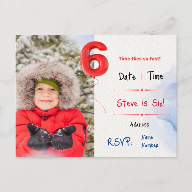 Carte Postale Invitation du sixième anniversaire du garçon (Devant)