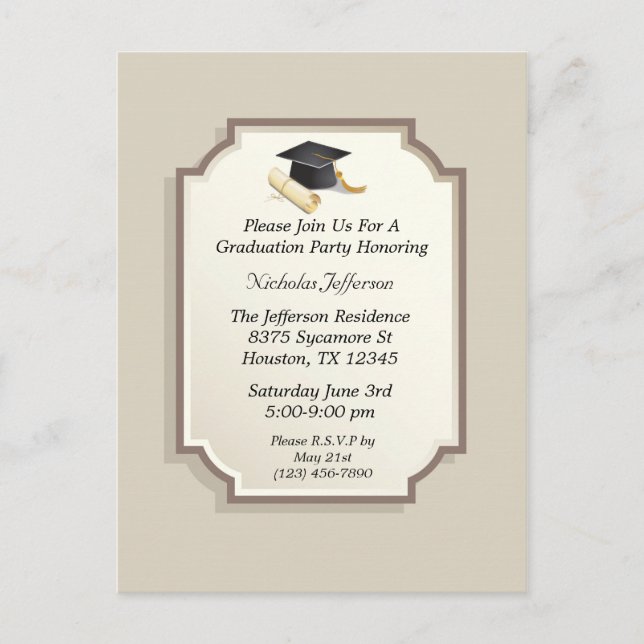 Carte Postale Invitation Élégante de la barre de graduation (Devant)