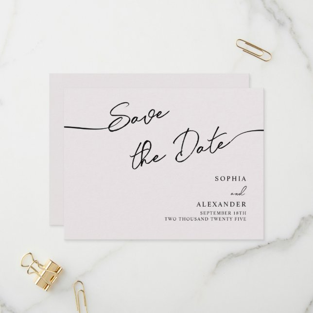 Carte Postale Invitation Enregistrer La Date. (Devant/Arrière en situation)