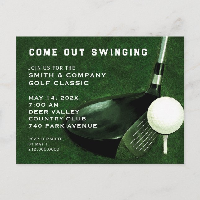 Carte postale Invitation Événement Golf (Devant)