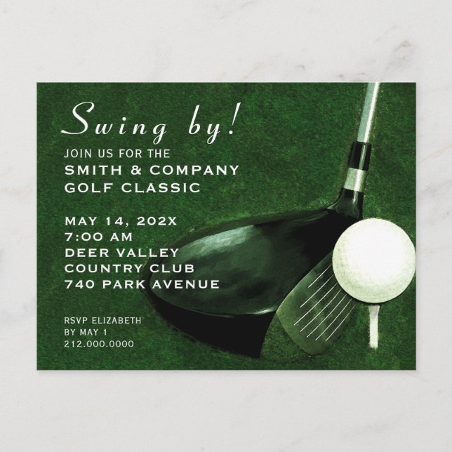 Carte postale Invitation Événement Golf (Devant)