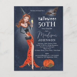 Carte postale Invitation fête d'anniversaire 50 Ha