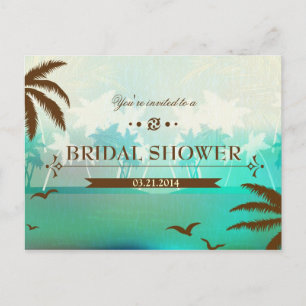 Carte Postale Invitation Fête des mariées Tropical Turquoise Bea
