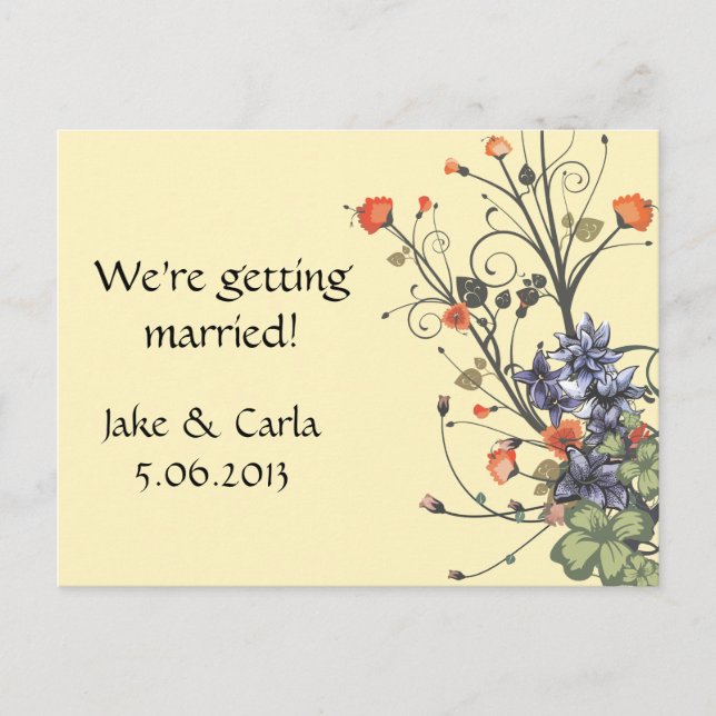 Carte Postale Invitation Fleurs Assorties (Devant)