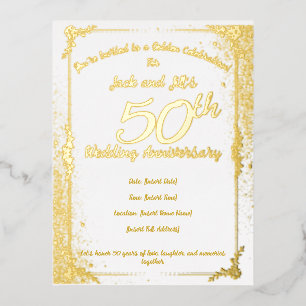Carte postale Invitation Foil 50th Anniversary