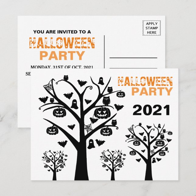 Carte postale Invitation Haunted Forest Halloween (Devant / Derrière)