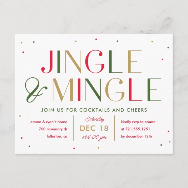 Carte postale Invitation Jingle and Mingle Christm (Devant)