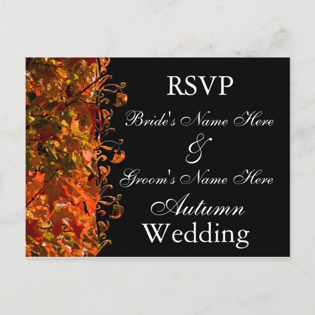 Carte Postale Invitation mariage de automne RSVP Mariage d'autom (Devant)