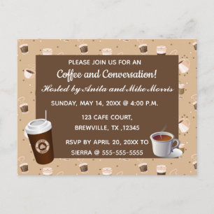 Carte Postale Invitation modifiable pour café et conversation
