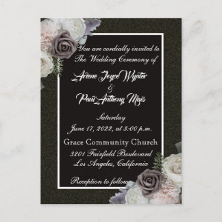Carte Postale Invitation noire et blanche élégante